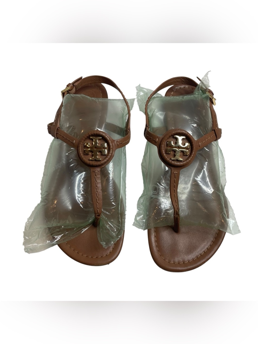 Tory Burch Leather Thong Sandals with Heel Strap Brown Size 7 - Picture 2 of 6